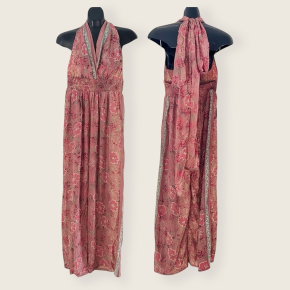 Boho Floral Halter Jumpsuit – Silky Feel Fabric – M/L - Picture 6 of 16